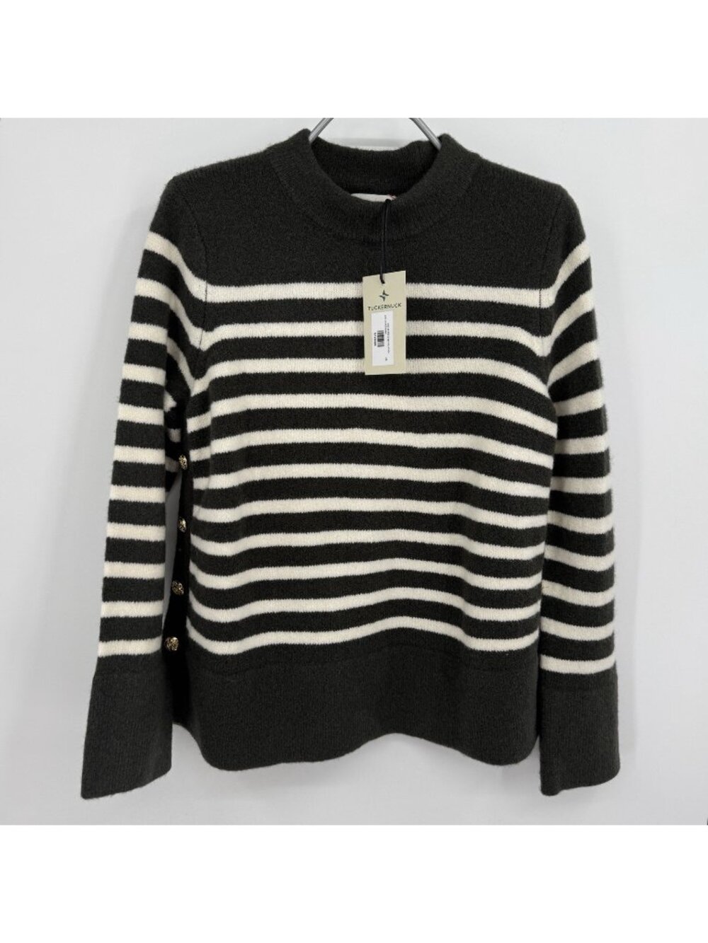 Tuckernuck Green and Tan Stripe Bonnie Sweater size XS Wool Blend NWT